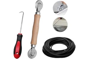 TEOKANTZ Kit Riparazione Zanzariere - Rullo Zanzariera Ricambio Metallico a Doppia Estremità con Cuscinetti, Gancio in Metallo e 15 Metri di Nastro in Gomma di Ø 5 mm - per Installazione Zanzariera Finestra