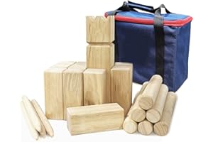 Jac & Mok Kubb Viking Games Set -Rubber wood Throwing Game with Carrying Bag