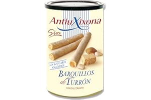 ANTIUXIXONA Antiu Xixona Original - Barquillos de Turrón, Sin Azúcares Añadidos, 200 Gramos