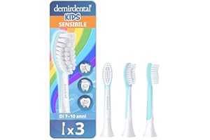 demirdental testine per Philips Sonicare Kids testina per bambini, per i primi denti permanenti, bambini da 7 a 10 anni, corrisponde a HX6043, Turchese, set da 3