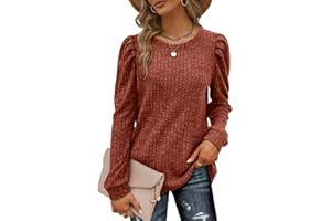 Sampeel Womens Long Sleeve Tops Ladies Lightweight Jumpers Puff Sleeve Sweatshirts