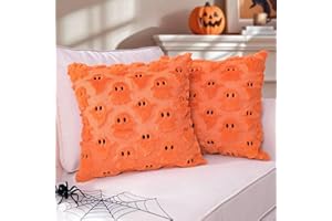 Yhoelata Halloween zestaw 2 poszewek na poduszki, jesienno-pomarańczowe, dekoracyjne poszewki na poduszki, na sofę, do salonu, 45 x 45 cm