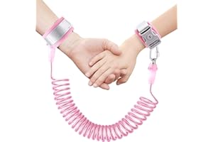 SITREMEN Anti Lost Wrist Link for Toddlers, 360°Rotate Toddler Wrist Reins with Security Lock and Safety ID Wristband, Kid Wrist Leash Strap with Elastic Wire Rope for Children Walking Travle