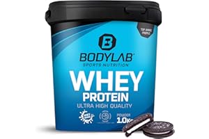 Bodylab24 Whey Protein Powder Cookies & Crème 1kg, pour des muscles plus forts, protéine de lactosérum peut favoriser la construction musculaire, avec 80% de protéines, sans aspartame