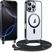 Kokio Handyhülle Mit Kette Für IPhone 16e – Transparent, Magnetisch (MagSafe), Kratzfest, Verstellbares Nylon-Band, Gold