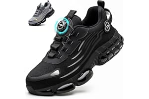 JAOOUU Sicherheitsschuhe Herren Arbeitsschuhe Damen Leicht Atmungsaktiv mit Schnellverschluss Drehverschluss Stahlkappenschuhe S3 Explorer 3.0 Unisex