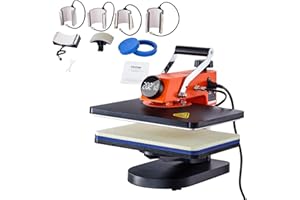 VEVOR Pressa di Calore 42 x 40 x 39 cm Macchina per Sublimazione 8 in 1 per Magliette/Cappelli/Tazze/Progetti di Trasferimento di Calore, Pressa di Calore Multifunzione Oscillante con Rotazione a 360°
