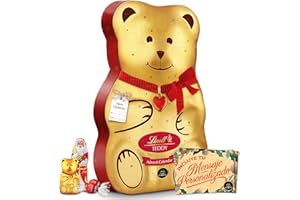 Gran Calendario de Adviento OSO TEDDY LINDT 2025 · Gran Formato 310 g · Incluye Tarjeta Personalizada Navidad Cia&Co · Surtido de Bombones y Figuras de Chocolate con Leche Lindt · Regalo Premium