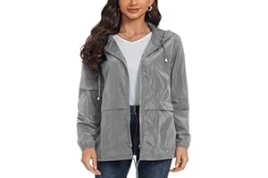 Asoodiy Lightweight Raincoat Womens Waterproof Rain Jacket Windbreaker Hooded Outdoor Rain Coats for Camping Running Walking