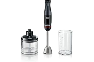 Bosch, batidora de mano, ErgoMaster Serie 4, motor de 1000 vatios, control dinámico de velocidad, sistema QuattroBlade, accesorios incluidos, MSM4B620