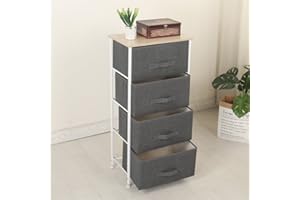 SogesHome 4-Drawer Storage Organizer Unit Fabric Storage Drawers Storage Organizer Unit Easy Assembly for Bedroom, Dorm Room, Laundry Room,Grey,SH-WK-103N-GY