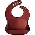 Mushie Silicone Baby Bib with Built-in Neck Fastener - Dishwasher Safe, BPA-Free Baby Feeding Set for Comfort & Cleanliness - Elegant Patterns for Stylish Bibs, 11 x 9.5 inches | Spice