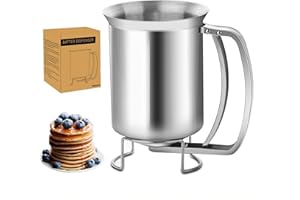 Batter Separator 680ML, MKNZOME Stainless Steel Pancake Dispenser with Stand Whipped Cream Dispensers Cupcakes Pancakes Cookie Cake Waffles Batter Dispenser Kitchen Baking Tool