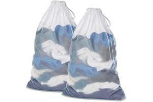 DoGeek -Sac à Linge - Filets de Lavage Sac a Linge-Sacs de Blanchisserie pour Protèger Les vêtements à Laver en Machine - Lot de 2 - Blanc