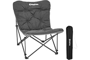 KingCamp Krzesło kempingowe, składane, lekkie krzesło kempingowe, krzesło ogrodowe z wysokim oparciem, wygodne krzesło kempingowe XXL, z kieszenią, fotel relaksacyjny na kemping, do ogrodu, na balkon,