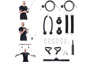 ZELUS Poulie de traction de câble 13 pièces/19 pièces Pulley Fitness Train de traction pour avant-bras avec poulie, corde triceps pour pulldowns, biceps, extensions de triceps