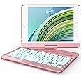 GreenLaw iPad Mini 5/ Mini 4 Keyboard Case - 360° Rotatable 180 Flip- 7 Colors Backlit - Wireless Smart Folio Auto Sleep/Wake Hard Cover fit iPad Mini 5 2019(5th Gen)/ iPad Mini 4 2015, Rose Gold