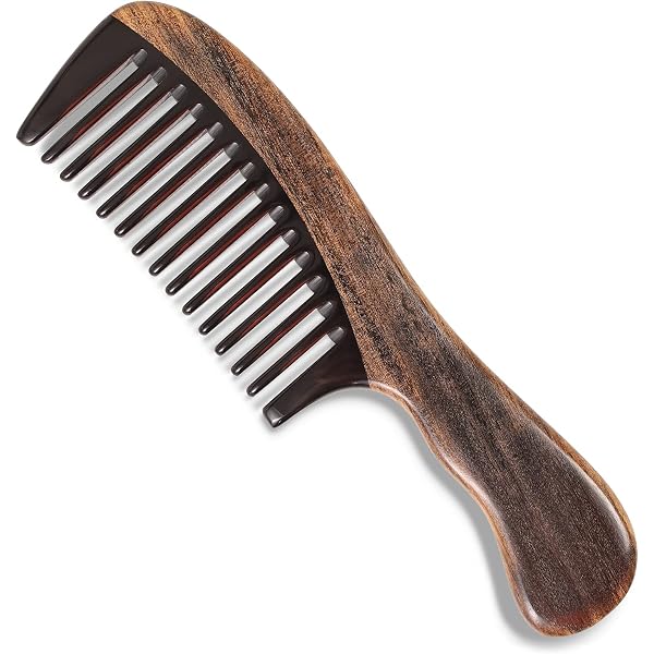 Handgefertigter Haarkamm Aus Natürlichem Sandelholz – Antistatisch, Breite Zähne, 17,8 Cm