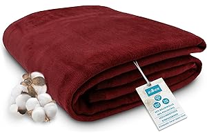ZOLLNER Kuscheldecke flauschig in 150x200 cm - weiche und langlebige Sofadecke in weinrot - waschbar bis 40°C - Mischgewebe - mit elegantem Einfassband - Hotelqualität - Oeko Tex® Zertifiziert
