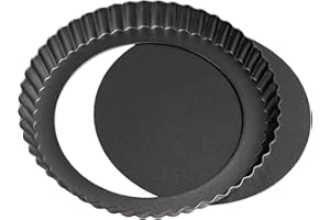 ZTVOWTO 22cm×3cm stampo crostata, teglia tonda per crostata, bordo ondulato antiaderente stampo per crostata morbida