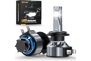 Zethors Lampadine H7 LED Fari Angel Eyes, 2Pcs Fari LED H7 80W 16000LM 6000K Wireless Kit di Conversione per la Sostituzione dei Alogeni H7 Auto con Ventola,Chip CSP, Plug and Play,Impermeabile IP68