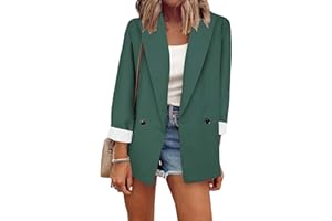 OMZIN Femmes Blazer Business Cardigan Manches Longues Veste Décontractée Coupe Courte Blazer De Bureau