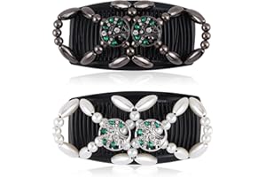 Kytpyi Magic Beads Hair Comb, Hair Combs Slides for Women, 2 PCS Fashion Elastic Magic Hair Comb for Thick Fine Hair, Durable Double Hair Slides for DIY Hairstyle Girls Hair Accessories(Tree)