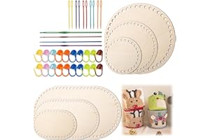 Bofanze 6 Piezas Fondo de Cestas de Madera Inferiores Base de madera base de Bolso para Cesta de Madera Natural Base de cesta De Ganchillo Con Círculo de Crochet Para DIY Tejer Crochet