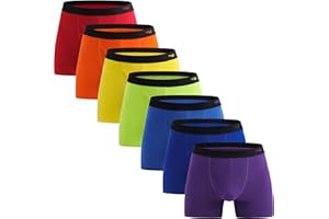 INNERSY Mens Boxer Shorts Cotton Open Fly Underwear Trunks Multipack Rainbow Sports Briefs Pack of 7