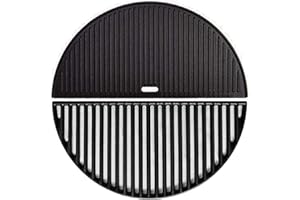 Grill Valueparts Half Moon Grate and Reversible Griddle Replacement for Kamado Joe Classic III Classic II Classic I, Large Big Green Egg Cast Iron Cooking Grid Grate Griddle Grill Replacement Parts