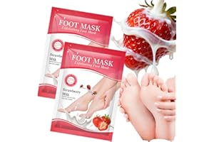 SNOCKOO 2 Paar Fußmaske-Hornhaut Entfernen Fuß-Erdbeer Peeling Fußmaske -Hornhaut Socken, Abgestorbene und Entfernt Effektiv-für sehr trockene Füße-Exfoliating Fussmaske für Männer und Frauen