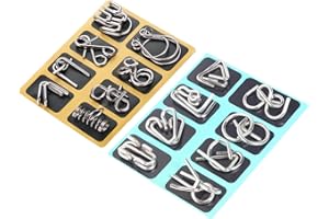 JNGTKL 2 Sets of Metal Brain Teaser Puzzles Ring, IQ Puzzle for Adults and Kids, Educational Toys for Brain Training, Travel Entertainment and Family Bonding, Mini Metal Puzzles
