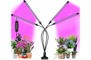 JINHONGTO Lampada per Piante, Grow Light Spettro Completo con 4 Teste, Lampada Piante 10 Luminosità con 360 Gradi Flessibile Collo di Cigno, Con Timer Lampada LED Coltivazione