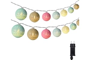 ‎DEEPDREAM DeepDream Cotton Ball Lichterkette, 5m 20 LED Kugeln Lichterkette Innen Lichterkette Baumwollkugeln Lichterkette mit Stecker für Kinderzimmer, Schlafzimmer, Hochzeit, Party, Festival (Bunt)