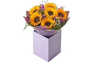 MORNING FLOWERS Stunning Sunflower Bouquet - Fresh Flowers for Birthdays, Anniversaries, Delivered in Gift Box Vase, Autumn arrangement, Festive Occasion, Seasonal floral, Get well