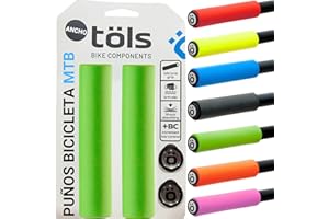 TÖLS BIKE COMPONENTS TÖLS 2 Empuñadura Bicicleta, 130mm | Incluye 2 Mangos Bici y 2 Tapones Puños Bici Universales Manillar Bicicleta | Puños Bicicleta Carretera, Puños BMX, Puños MTB | Puños Silicona Antideslizantes
