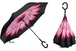 Braty Decorations Seitenverkehrter Stockschirm, Innovativer Regenschirm, Doppelschichtiger Regenschirm, Umgekehrter Regenschirm, Regenschirm mit C-förmigem Griff