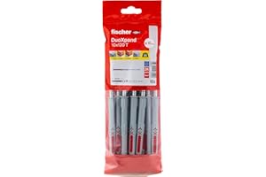 fischer DuoXpand 10 x 120 T Taco universal de alta calidad con tornillo de cabeza avellanada galvanizado (10 unidades), tacos para un agarre fuerte, ideal para materiales de construcción porosos y