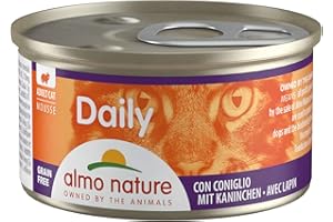 Almo Nature Daily Mousse avec Lapin. Nourriture Humide pour Chat Adulte - 24 boîtes de 85g