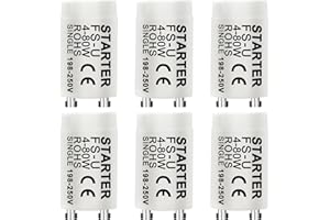 STARKVISTA Fluorescent Light Starter Switches - 6-Pack, Efficient 4-80W, 198-250V