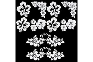 GORGECRAFT 2 Styles 4 Feuilles Hibiscus Fleur Autocollant de Voiture Hawaïen Autocollants et Décalcomanies Autocollants Réfléchissants Imperméable Vinyle Automobile Décor Extérieur