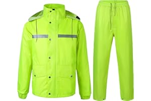 Yukirtiq Traje de Lluvia Para Hombres 2 Piezas Impermeable Conjunto de Chaqueta y Pantalón de Lluvia Traje Impermeable de Trabajo Reflectante