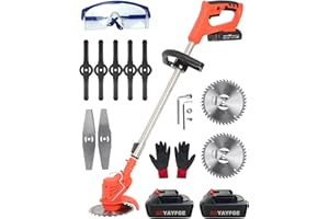 SDYAYFGE Cordless Strimmer Electric Heavy Duty Metal Blade Cordless Garden Trimmer 24v Adjustable Head And Telescopic Handle Grass Trimmers，With Battery And Charger Suitable For Garden Lawn (Color : QEP-14)