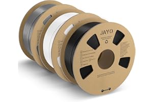 JAYO PLA+ Filament 1,75 mm, PLA Plus do drukarek 3D, 3 szpule 3,3 kg, starannie nawinięty, dokładność wymiarowa +/- 0,02,czarny+biały+szary