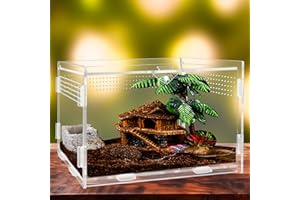 UBJUBT yingd Terrarium Kit, Reptile Breeding Box, Stick Insect Enclosure, Tarantula Enclosure, Transparent Reptile Feeding Box for Spide, Lizard, Scorpion, Mantis, Geckos, Beetle, Crickets (20x12x12cm)