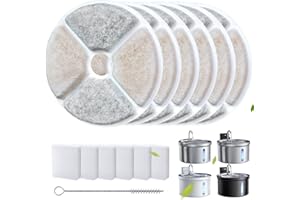Ellenpent 6 filtri per fontana d'acqua e 6 pompe spugne di ricambio compatibili con FeelNeedy FN-W08L e FN-W06 Catzefontana-6 filtri+6 spugne+1 pompa spazzola
