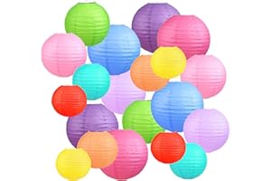 Encham 20 Stück Bunte Papierlaternen Lampions Papier Laterne Lampenschirm 10 Farbe 4 Größen für Feiertagen Hochzeit Party Geburtstage Gartenparty Babyparty Deko Innen und Außen