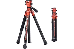 Fotopro X-Aircross 3 Lite Video 62 Inch Lightweight Travel Camera Tripod with Fluid Head 2.27lbs Ultra Light Portable Professional Video Travel Carbon Fiber Tripod for Camera DSLR Load up to 11lbs