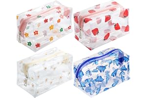 HTTDSLF 4 Pezzi Beauty Case da Viaggio Trasparente, Beauty Case Trasparente, Borse da Toilette Trasparentee, Pochette Donna Trucchi, Makeup Bag per Donne Ragazze