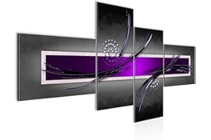 Runa Art Cuadros Modernos para Sala Abstracto Gris Púrpura Violeta 4 Piezas - Made in Germany - 102545c
